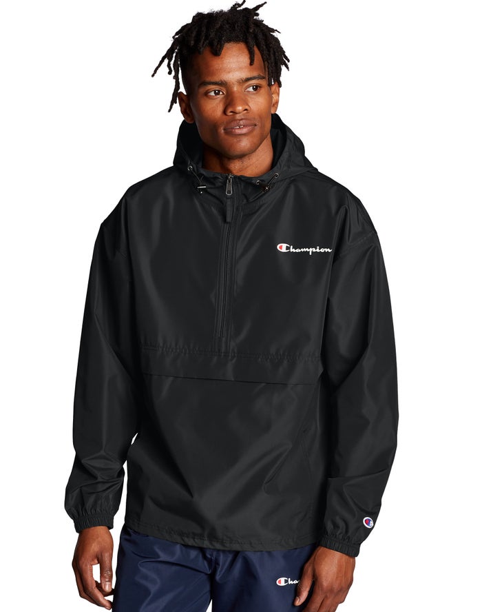 Champion Packable Script Logo Jas Heren - Zwart - Belgie 5186GKNMC